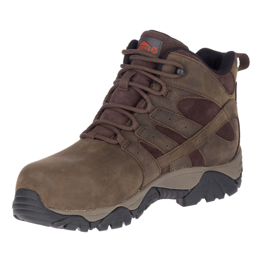 Bottes de Securite Merrell Moab Vertex Mid Leather Waterproof Comp Toe Marron Foncé Homme | N.X.ARZQ